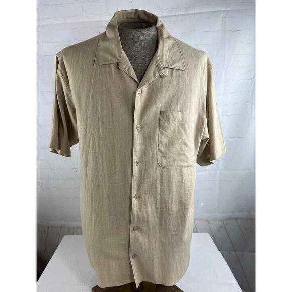 Domani Other - Men’s Domani Platinum Casual Button Down Shirt Size XL Tan/Beige Short Sleeve